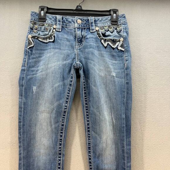 Miss Me Jeans Women's Size 26 (2) Signature Skinny Southwestern Feather Bling - Picture 8 of 16
